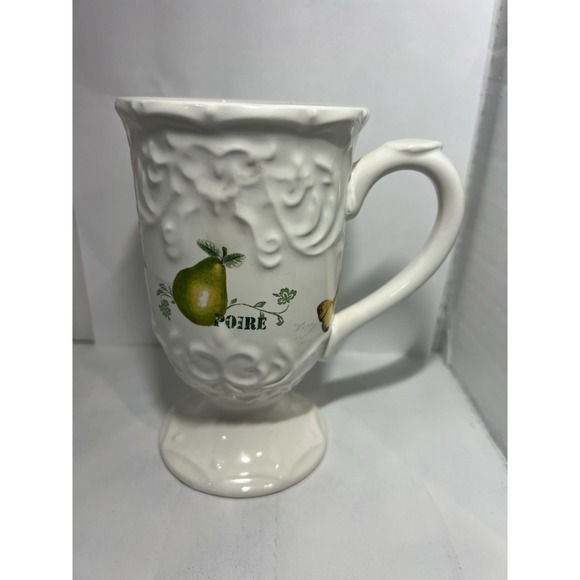 Mikasa Other - Vintage Mikasa Antique Countryside Pear Butterfly Bird Footed Pedestal Mugs
